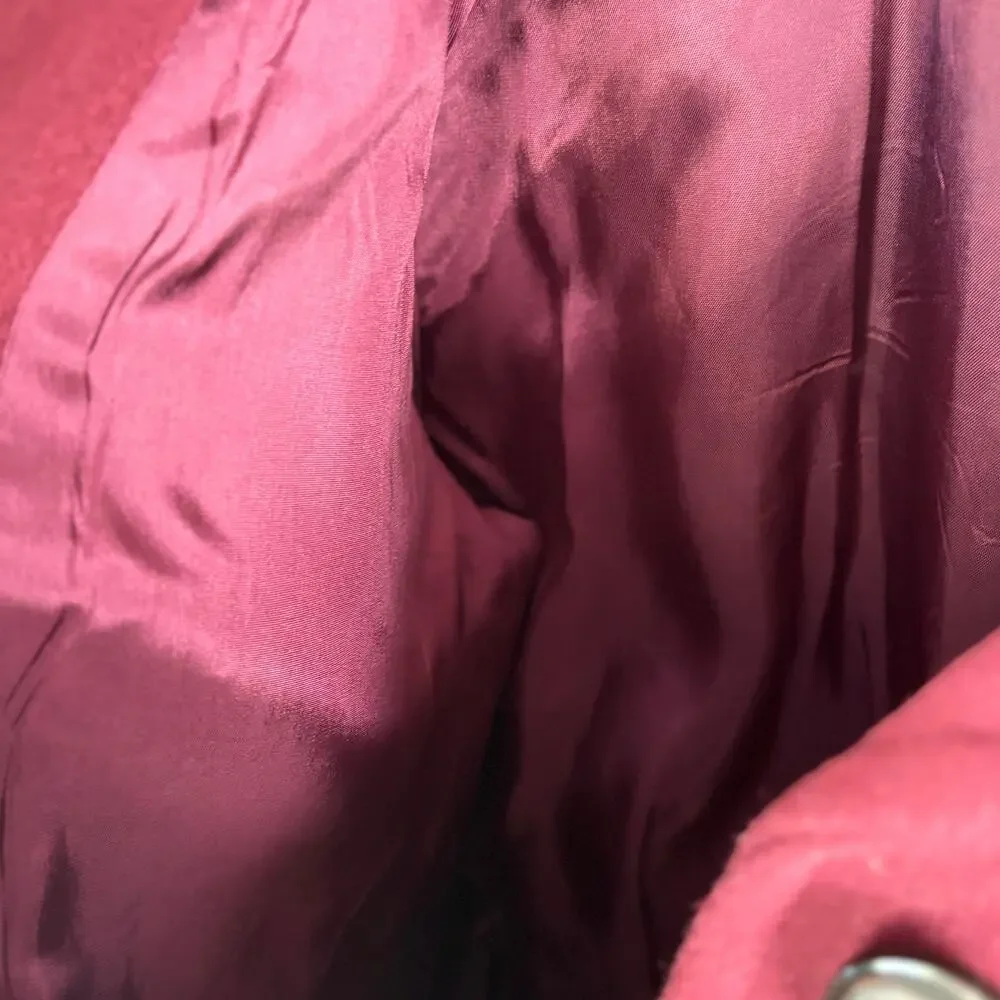 Michael Kors Wool Coat 14 Burgundy Red Jacket Button Pea Coat Academia Prep